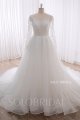 20240530Ivory sparkly beaded Lace Long Sleeve Long Train Wedding Dress