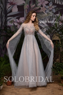 Silver blush a line wedding dress P82385b1