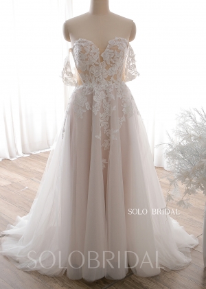 20240612D Blush Off Shoulder Sweetheart A Line Wedding Dress
