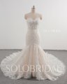 Champagne sweetheart mermaid cathedral train wedding dress 20241207E