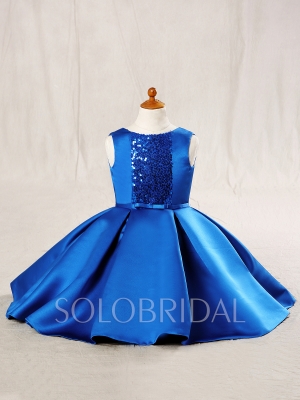 Royal Blue Satin Flower Girl Dress 724A6716s