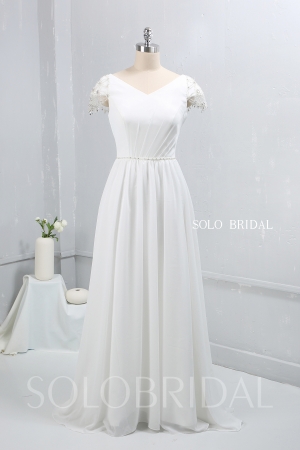 Ivory Chiffon small A Line Wedding dress 724A9423a