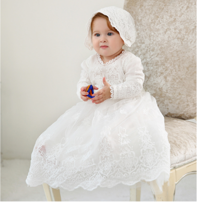 Long Sleeve Christening Gown & Bonnet