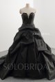 Black satin heavy beading Ruffle Skirt Ball Gown Dress