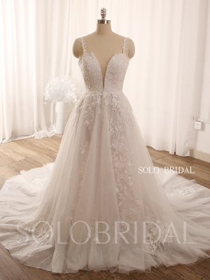 Ivory Floaty A Line New Lace Sparkling Wedding Dress 724A9268