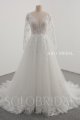 Ivory Sparkly Long Sleeve A Line Wedding Dress 20241022A