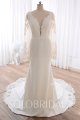 DPP_0070 Ivory Fit and Flare Beaded Lace Crepe Wedding Dress