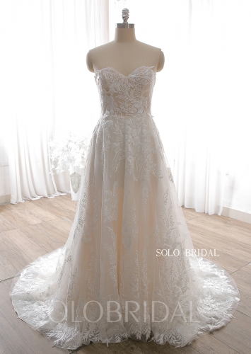 20240612A Champagne Strapless Sweetheart A Line Wedding Dress